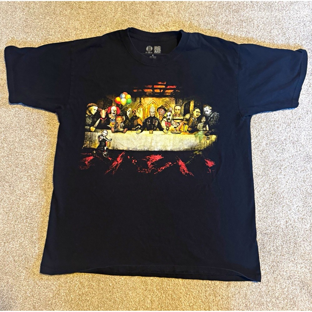 Big Chris Art Mens Black Horror Graphic Tee Crew Neck Short Sleeve Cotton L